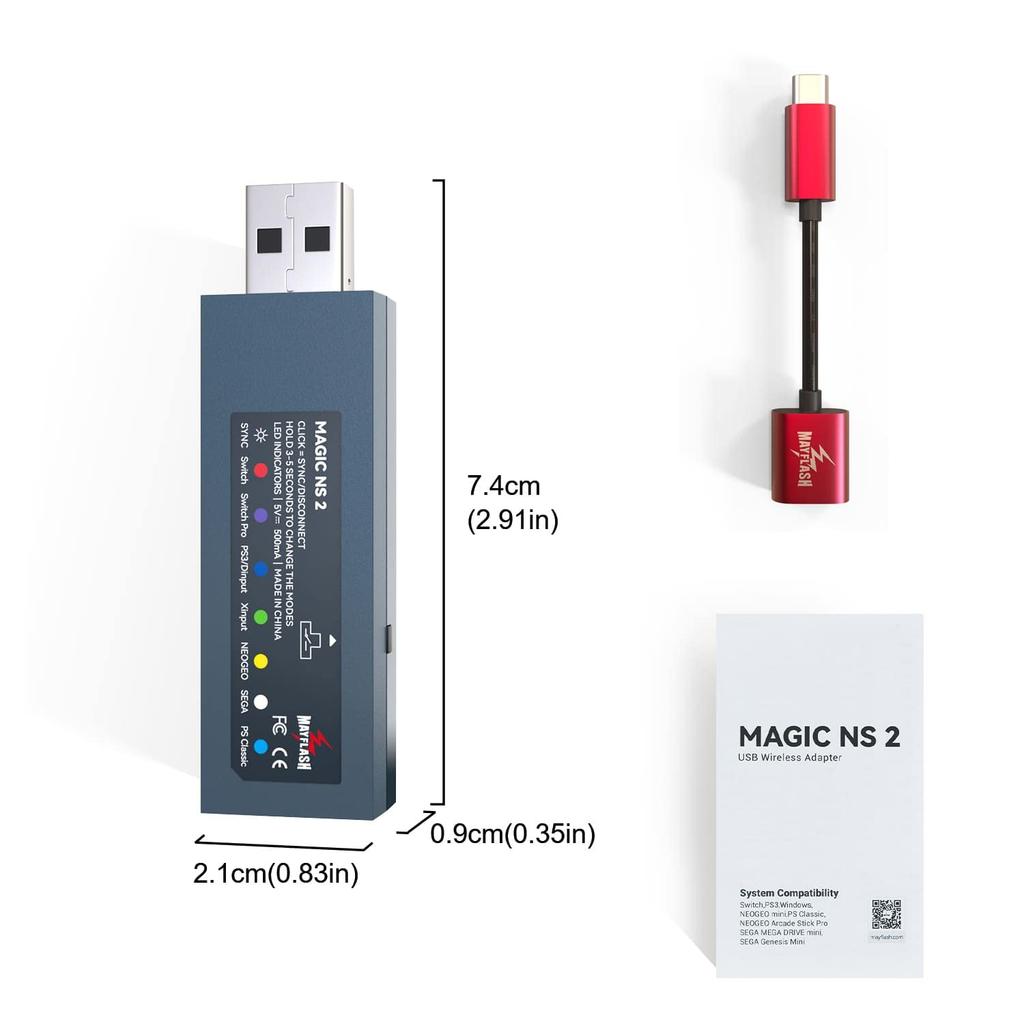 Mcbazel Mayflash MAGIC NS 2 USB Adapter for Compatible with Windows Raspberry NEOGEO PS Classic SEGA Genesis Includes OTG USB Adapter Cable and