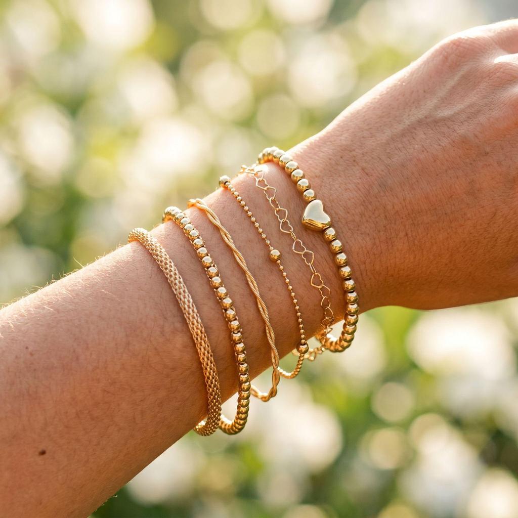 Snake Chain Bracelet Set: Hip-Hop Style with Heart Thorn Design - 6 Pieces