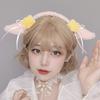 Furry Ear Hairhoop for Women with Bowtie Plush Hairband LolitaStyle Cosplay Headband Party Costume Masquerade Headdress