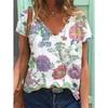 New Flower Floral 3D Print T-shirt Women V-Neck Short Sleeve Tees Y2k Tops Streetwear Harajuku Oversized T Shirts Woman Clothing