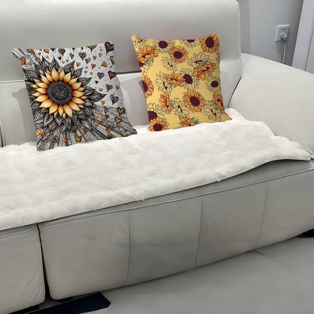 Art Sunflower Pillow Anime Pillow Sofa Bed Head Pillow Cover Cushion Cover 45x45 Cm Fashion