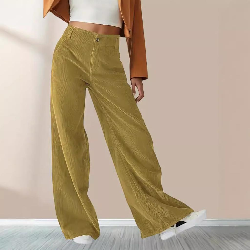 Slouchy High-waisted Casual Straight Pants for Women