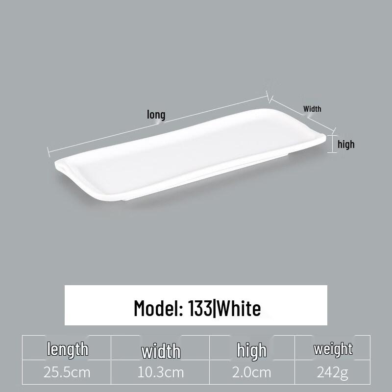 Chuyi Qi Melamine Rectangular White Serving Plate