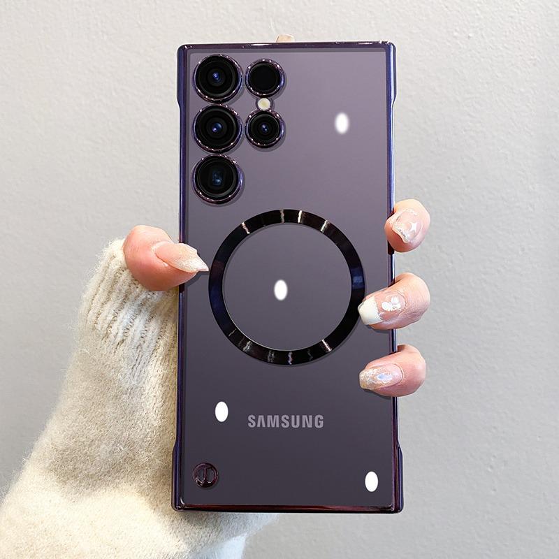 Ultratynn Passer til Samsung S25 Ultra Mobiltelefondeksel Magnetisk Platering Gjennomsiktig S24Plus Rammeløst S24 Beskyttelsesdeksel