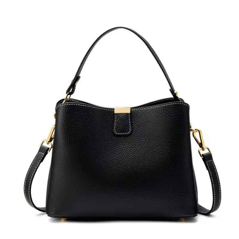 100% Echtes Rindsleder Eimer Tasche für Damen Luxus Designer Breiter Riemen Schulter Crossbody Handtasche