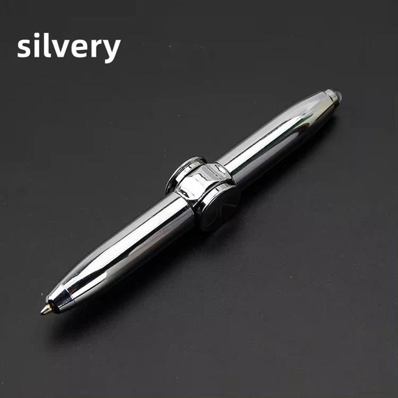 Multifunctional Decompression Finger Rotate Luminous Gyro Pens Toy Fidgets Spinner LED Light Ballpoint Pen Metal Gyro Pen Gift