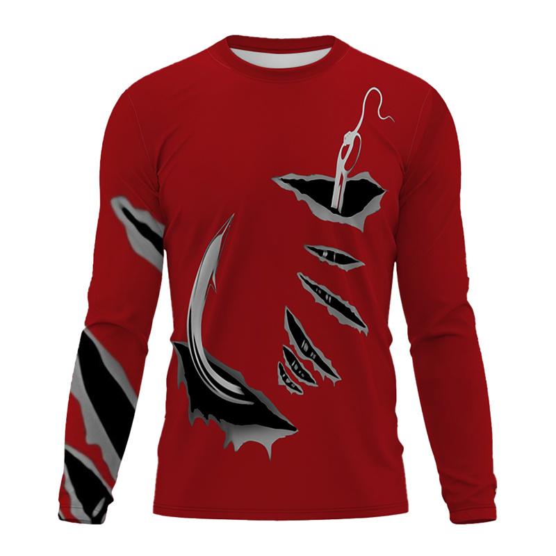 

Футболка с рисунком канадского рыболовного крючка для мужчин, 3D-принтованные футболки для рыбалки на открытом воздухе, летние повседневные свободные топы с длинными рукавами и круглым вырезом 6XL