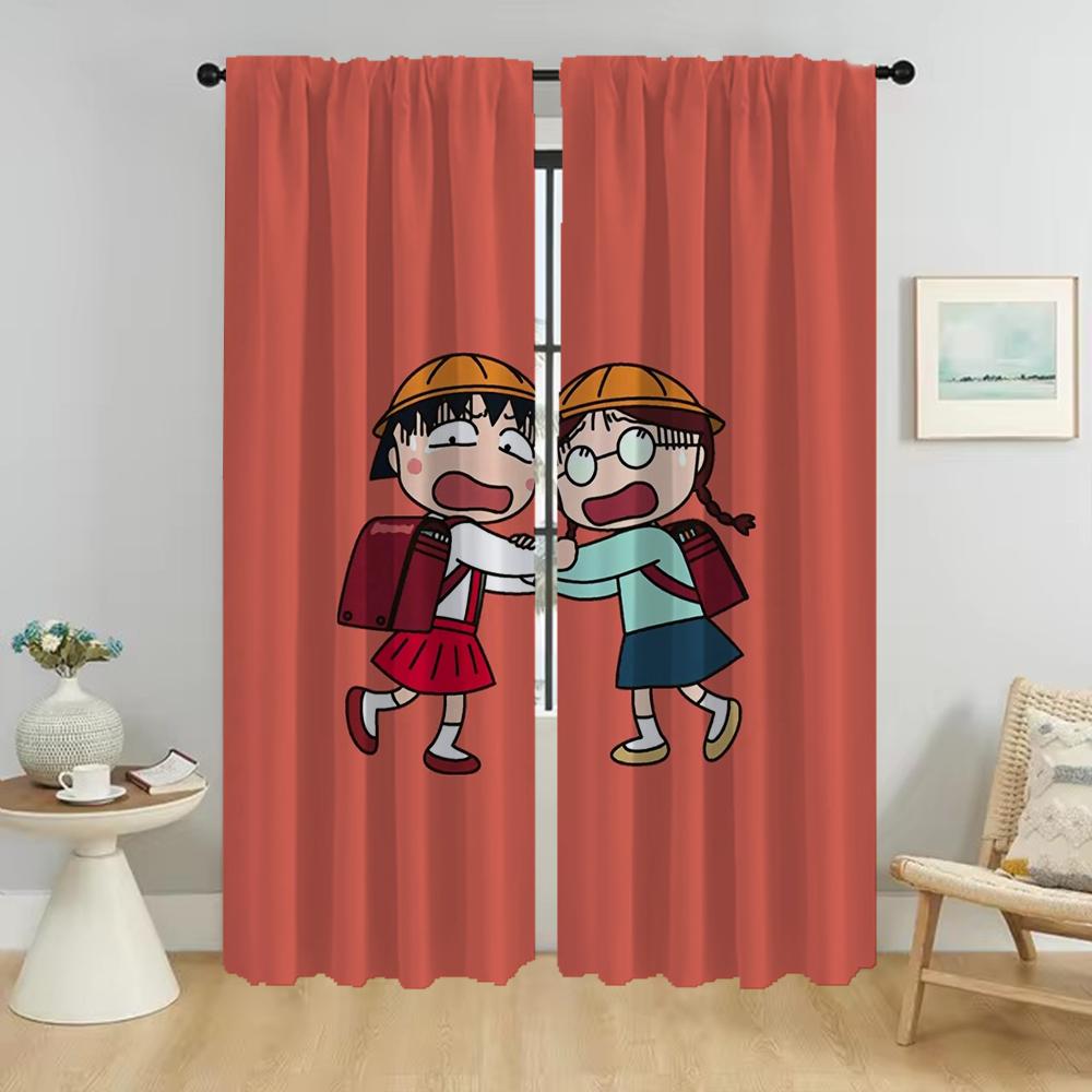 Chibi Maruko Fenstervorhang Raum Panel Vorhänge Kinder Zuhause Innenraum Trennwand Gardinen Tüll Schlafzimmer Polyester Ideal Für Eltern