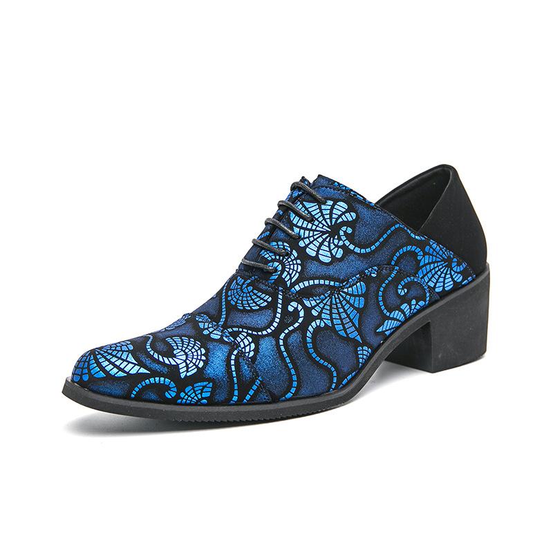 Dress Business Leather Shoes Men's Large Size High Heels Leather Shoes Men's Outer Height Office Groom Wedding Shoes