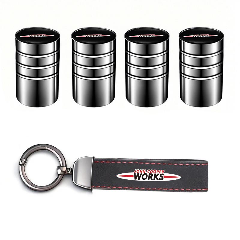 Car Tire Wheel Valve Caps Cover/Car Key Chain Ring Keychain For Mini Cooper JCW Works Cabrio F54 F55 F56 F57 F60 R50 R52 R53 R55 TC1