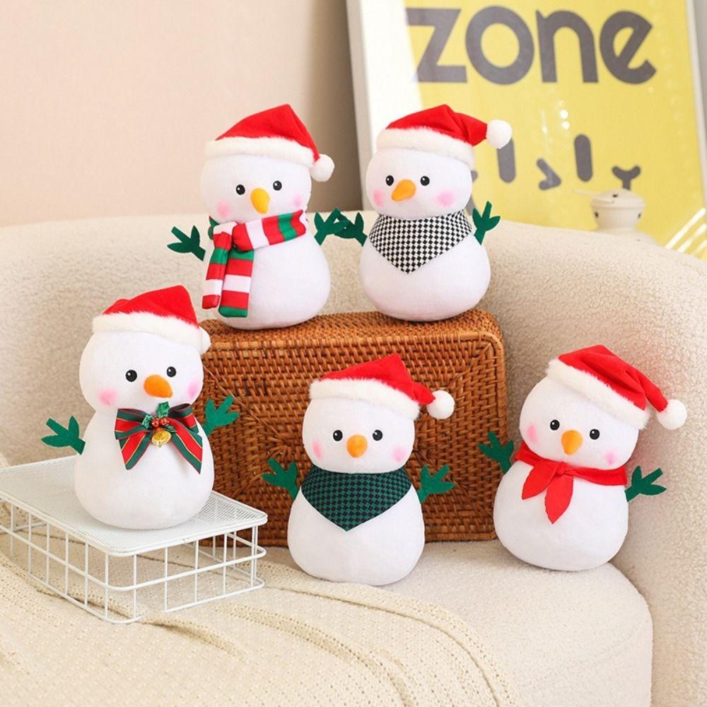Fluffy Snowman Plush Toy Cartoon Xmas Ornament Creative Christmas Snowman Pendant  Christmas Gift