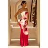 Women's Strapless Sleeveless Mermaid Maxi Dress Slim Elastic Waist Tropical Floral Milk Silk Micro Elastic Backless Party Evening Long Dress