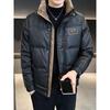 Men's 2025 Winter Down Jacket: Trendy Color Block, Stand-Up Collar, Extra Thick, High-End Outerwear.