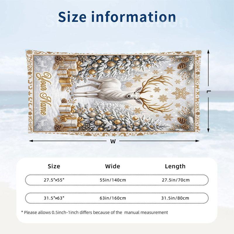 Deer Theme Beach Towel Personalized Custom Name & Text Soft Quick Dry Beach Towel for Swimming Travel
