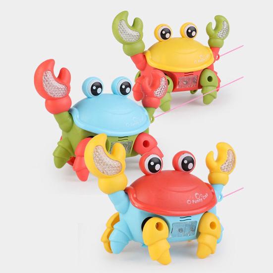Electric Crab Toy Light And Music Battery Powered Pull String Cute Crab Walking Laterally Educational Interactive Toys Boys Girls Walking