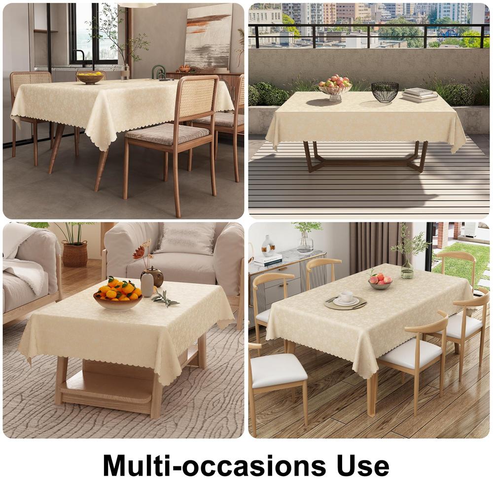 Kitinjoy Round Vinyl Tablecloth 100% Waterproof Rectangle Table Cloth Tables Wipeable Table Cover For Kitchen Dinner Party Decor