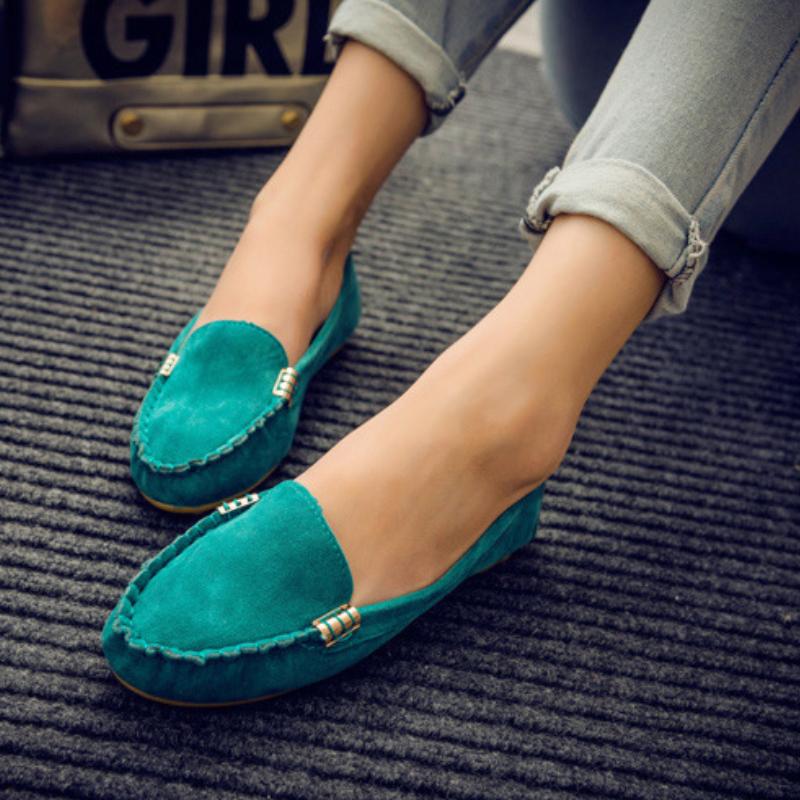 Trendy Minimalist Single Shoe 202 Autumn New Item Round Toe Shallow Mouth Metal Buckle Decoration Flat Heel Casual Women's Shoes