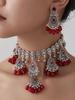 Exaggerated Indian-Style Rhinestone Tassel Necklace & Retro Ethnic Earrings Set