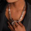 Custom Titanium Heart Pendant OT Clasp Necklace: Hip Hop Stainless Steel Polished Chain