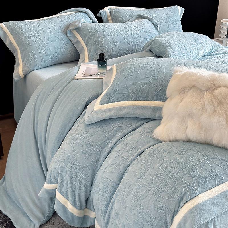 High Gram Weight Thickened Milk Fleece Four-Piece Set Double-Sided Fleece Baby Fleece Anti-Static Warm Bed Kit