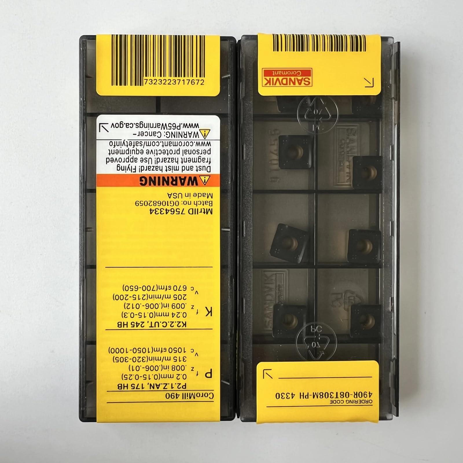 

Original Sandvik / 490R-08T308M-PH 4330 / CNC lathe carbide blade 10 Pcs