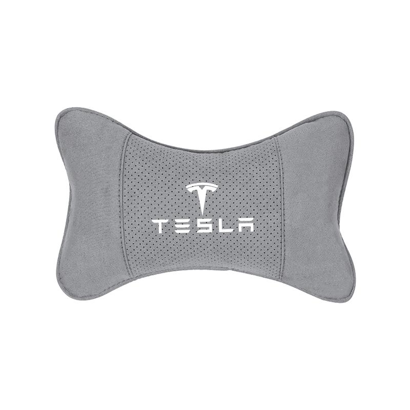Tetieră din piele întoarsă pentru mașină, pernă respirabilă din spumă cu memorie pentru gât, pentru Tesla Model 3 Y S X Cybertruck Juguete Roadster Coil Bonina