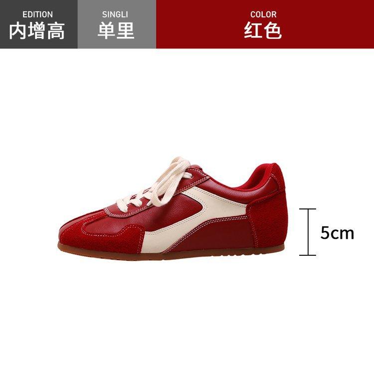 

BK popular retro contrasting color round square head inner height increase German training shoes women s 2025 autumn casual Forrest Gump board shoes 35 красный