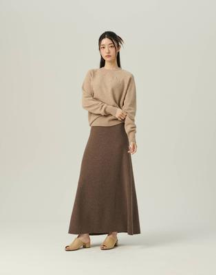 Beiseuseuledeu Soft A-Line Knit Skirt_Brown