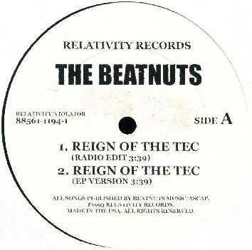 12inch Record BEATNUTS - Reign Of The Tec 8856111941 Relativity 1993 US Rap & Hip-Hop/R&B Used