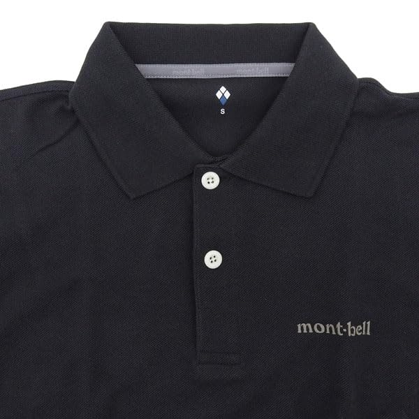 Montbell Herren Kurzarm Poloshirt, Unifarben, Corespun, Schnelltrocknend, 2104691, schwarz/S