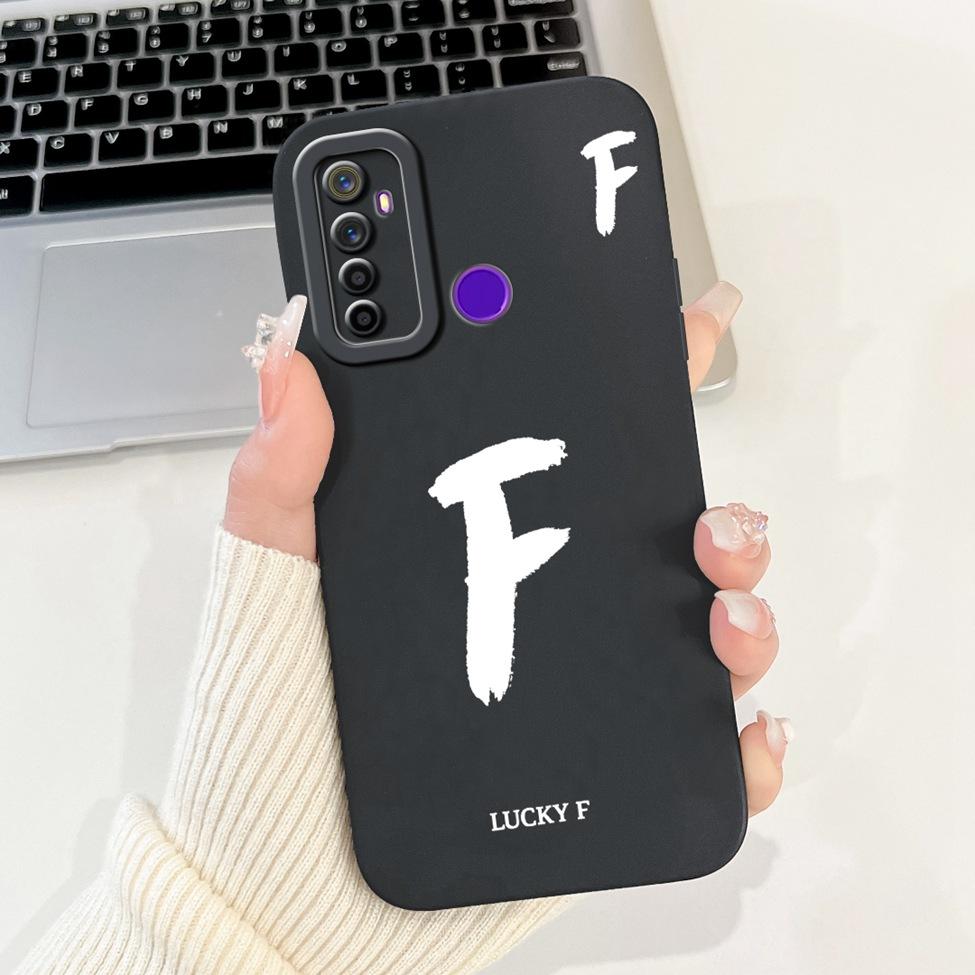 For Realme 5i RMX2030 6i RMX2040 Cover For Realme 6i Case Simple Fashion Letters A-Z Pattern Design Silicone Shockproof Bumper