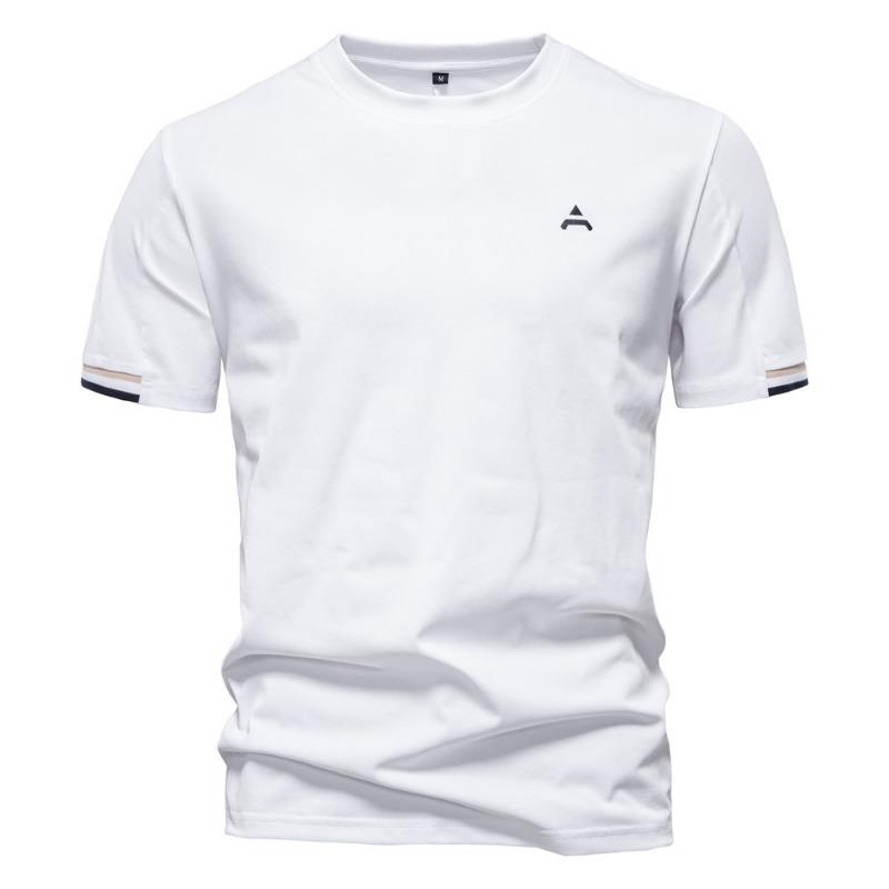 New Summer T-shirt Men's Solid Color Embroidery
