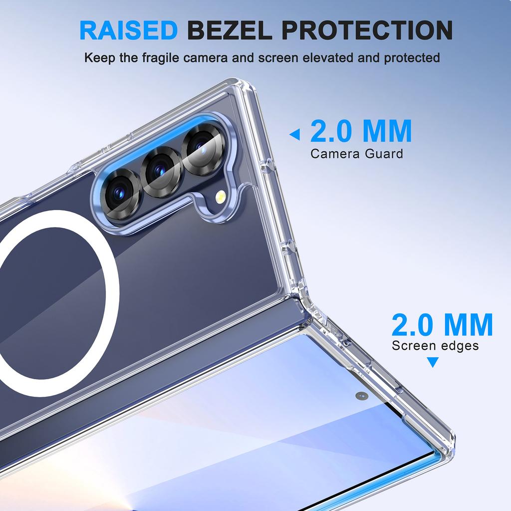 Suitable for Samsung Galaxy Z FOLD6 Mobile Phone Case Transparent Magnetic Suction PC Anti Fall Ultra Thin Protective Case