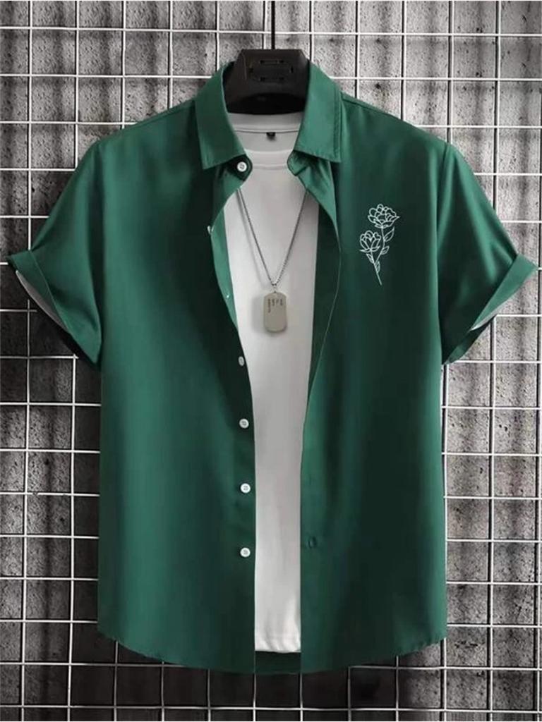 Stile Pianta Hawaiana Stampa 3D Camicie da Uomo Estate Festa in Spiaggia Manica Corta Uomo Top Traspirante da Esterno Moda Abbigliamento da Strada