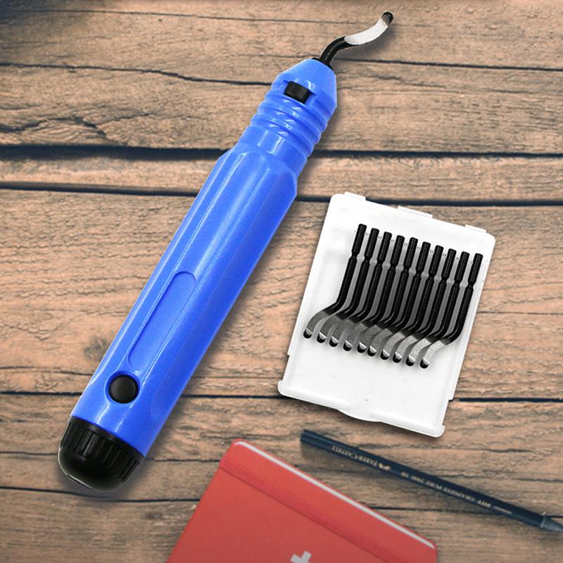 1 Set Fixed Handle Plastic Burr Pocket Knife Scraper+10Pc  Blades Trimming Neaten Deburring Head Cutter 3D Tools