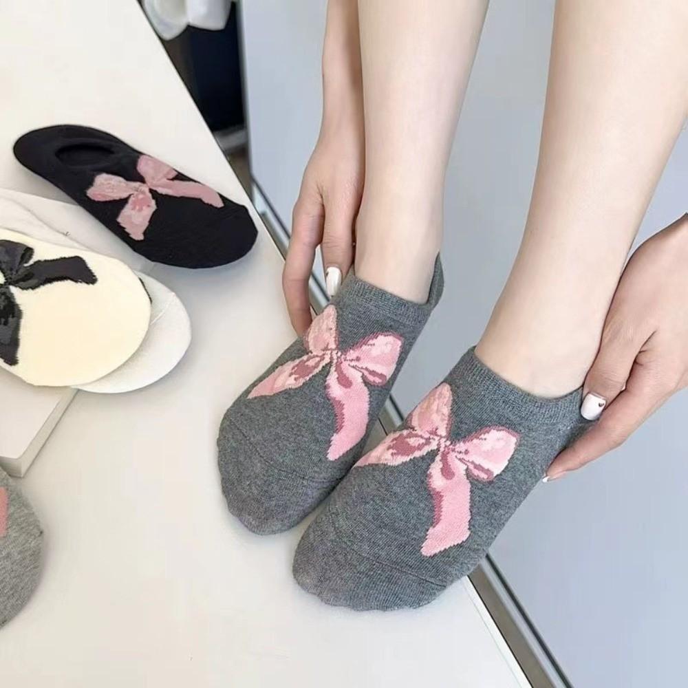6 Pair Sweet Bow Socks Thin Ankle Socks Shallow Mouth Cotton Socks  Girl