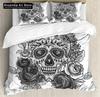 Black Skull Skeleton Bedding Set Paisley Floral Gothic Luxury Soft Bedding Set Bed Set Quilt Cover Twin Single Queen King Size