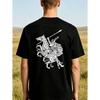 Men'S Medieval Knight On Horseback T-Shirt - Knight & Horse Spear Design, Ornate Historical Print, Round Neck Casual Tee Suitable For Themed Events,