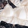 French Lace Triangular Cup Push Up Bra Set Women Sexy Lingerie Summer Comfort Fine Shoulder Strap Bras Backless Underwear Sets