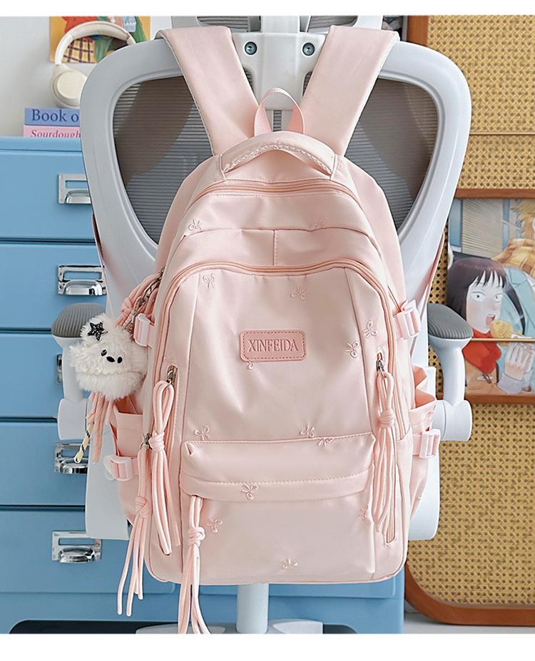 Schoolbag Junior high school student schoolbag Korean version sweet high-value bow student multi-layer burden reduction backpack casual backpack