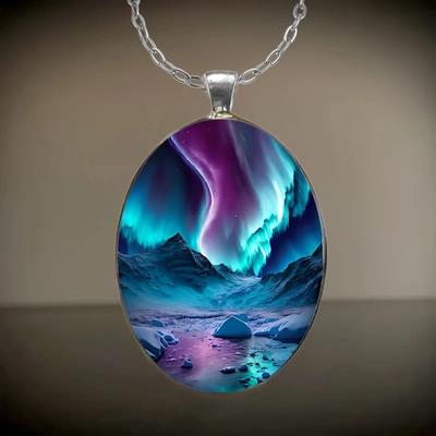 Exquisite Patterned Glass Pendant Necklace, Versatile Necklace