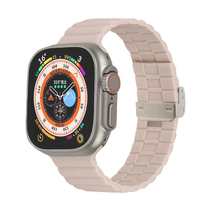 Luxury Loop Wave Buckle Bamboo Joint Silicone for Samsung Watch Strap 22mm Push Button Watch Band for Apple Watch