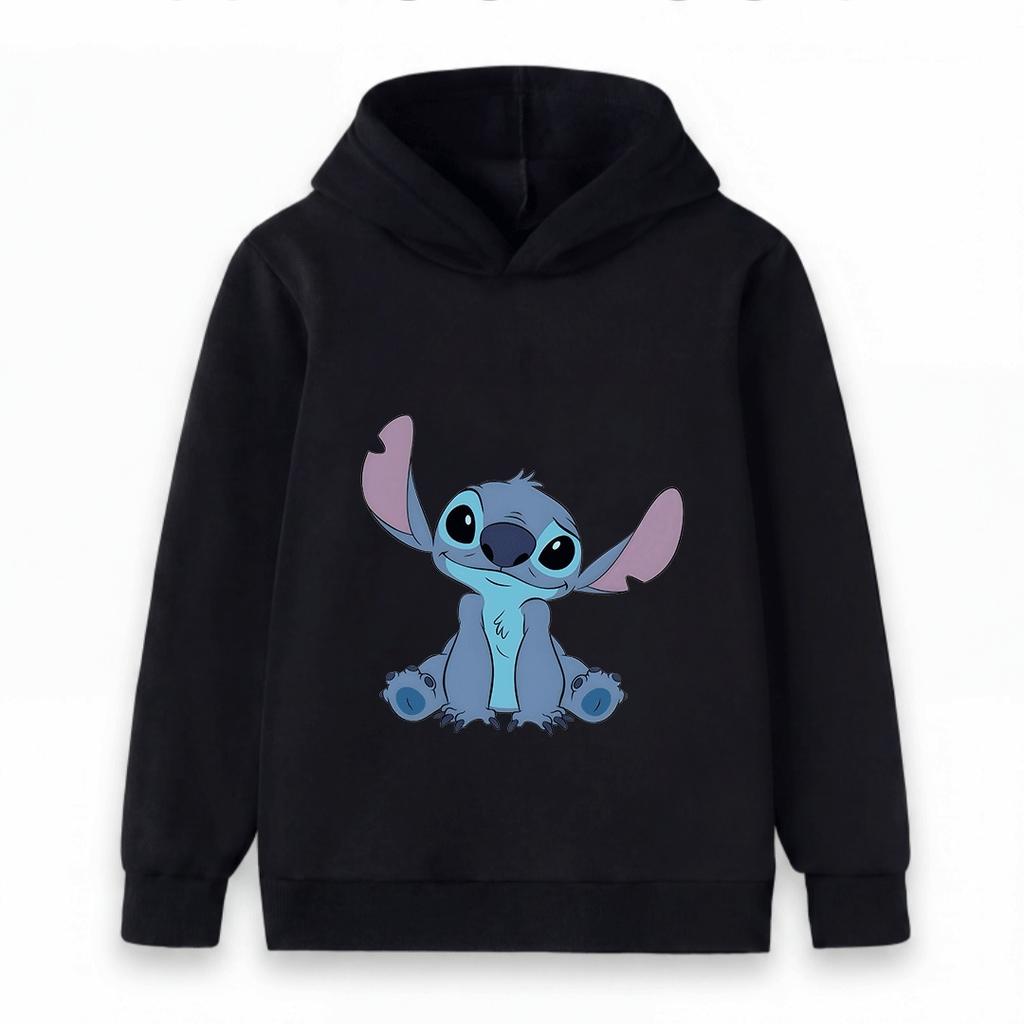 Kids Boys Girls Cute Blue Alien Printed Pullover Hoodie Casual Warm Long Sleeve Hooded Sweatshirt For Daily Wear
