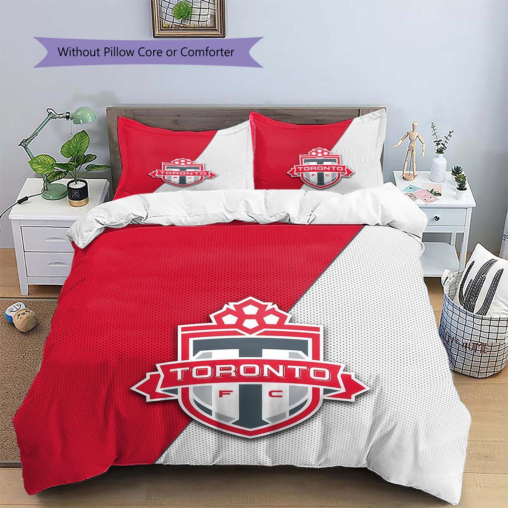Toronto Football Club Pattern Bedding Quilt Set Home Decoration Gift (1 * duvet cover + 2 * pillowcase without core)