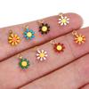 20pcs Enamel Daisy Flower Charms Stainless Steel Pendants Gold Color Beads for Bracelets Necklace Jewelry Making DIY No Fade
