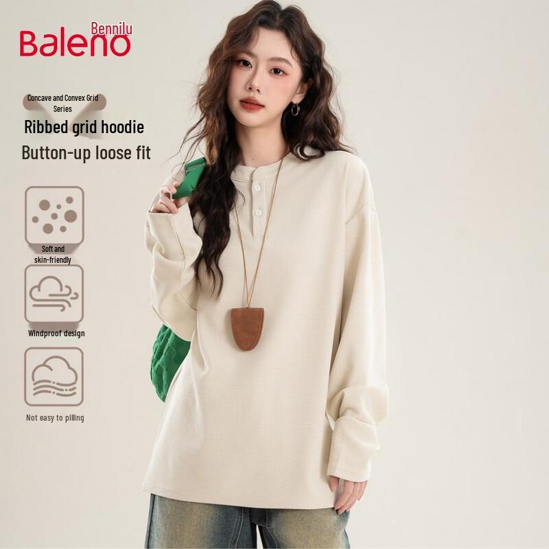 Baleno Women s Waffle Knit Henley Long Sleeve T-Shirt S