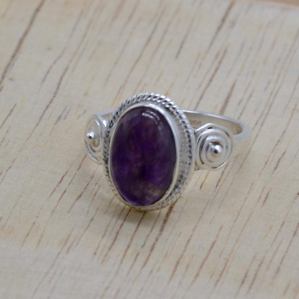 Amethyst Silver Women Ring, Natural Gemstone & 925 Sterling Silver Handmade Antique Jewelry, Valentine's Day Gift For Her