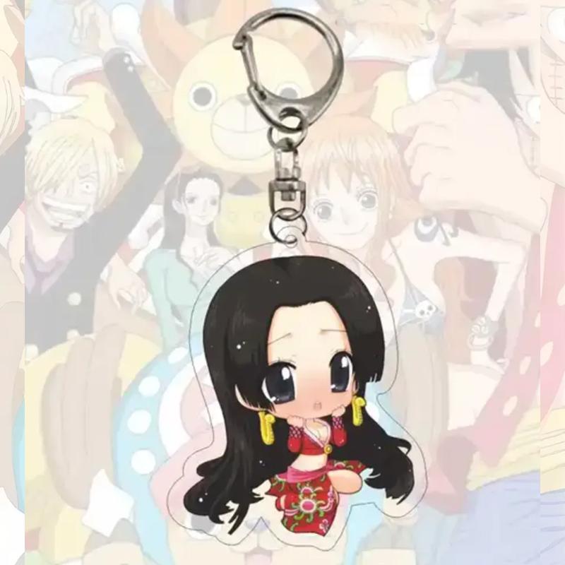 Anime Acrylic Keychains for One Piece Sanji Portgas D. Ace Straw Hat Crew Trafalgar Law Q Version Bag Pendant Acrylic Key Ring