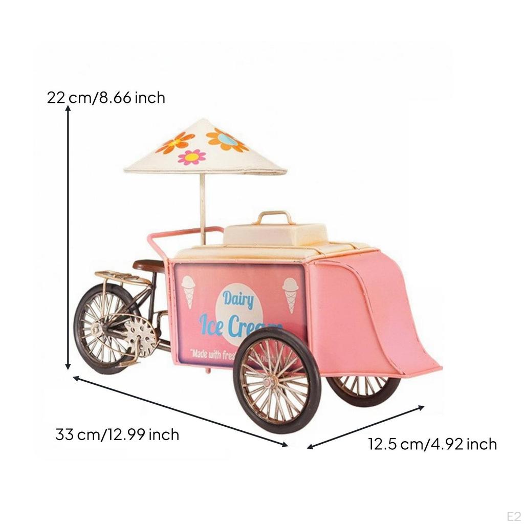 Tisch-Eiswagen Modell | Detaillierter Dreirad-Sockel, Nostalgischer Retro-Akzent, Dekorativ