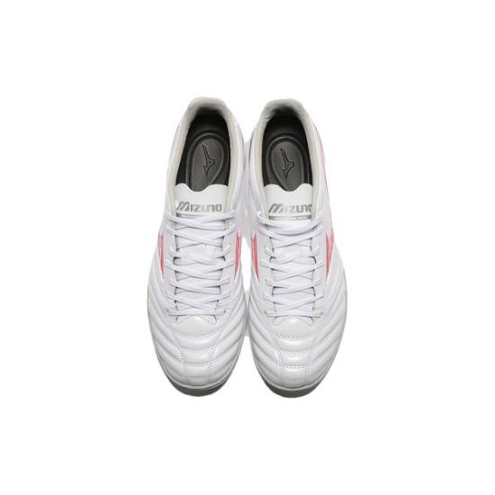Mizuno Zapatillas de Fútbol TF Morelia Neo 4 Piel de Canguro Punta Redonda Con Cordones Unisex Blanco Rojo P1GD243460